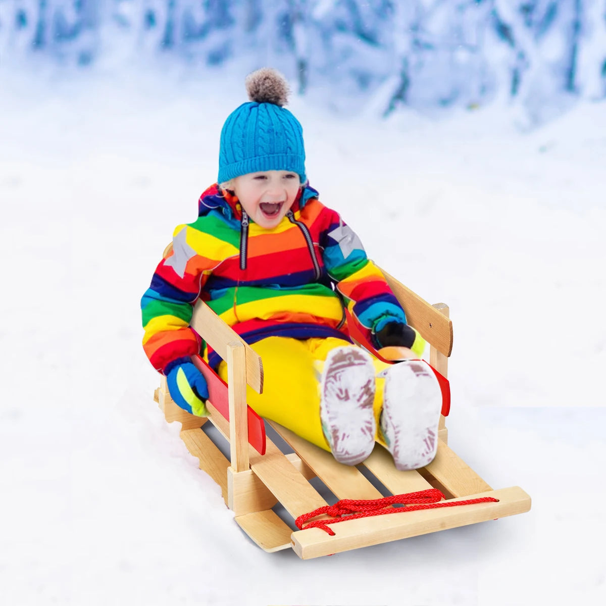 Baby Kids Wooden Sled