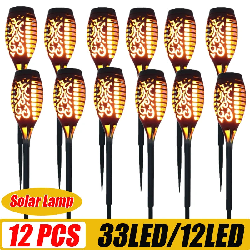 LED Solar Flame Torch Lights