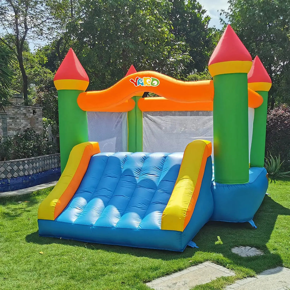 Yard Inflatable Bounce House With Slide &amp; Blower