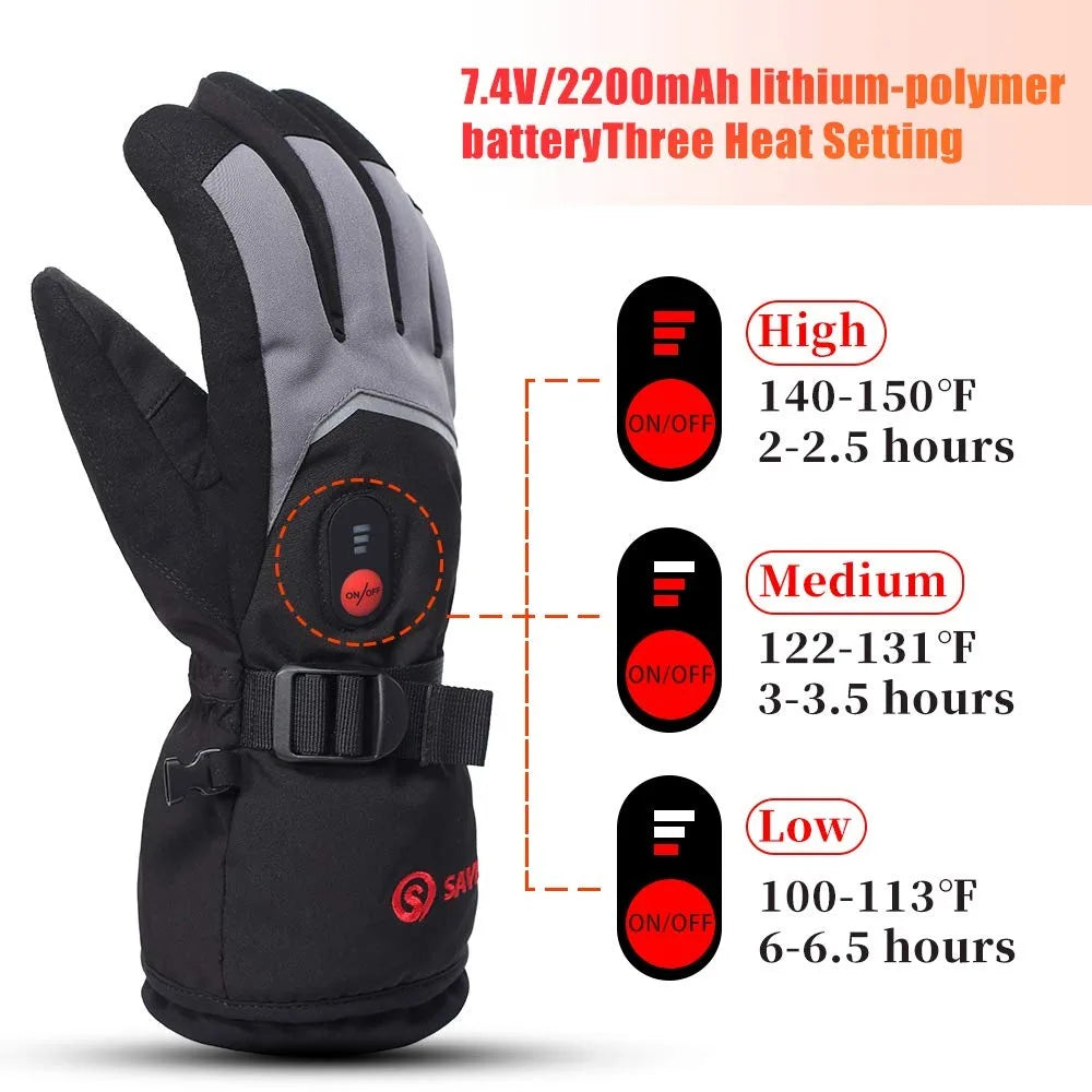 Rechargeable Heated Waterproof Gloves