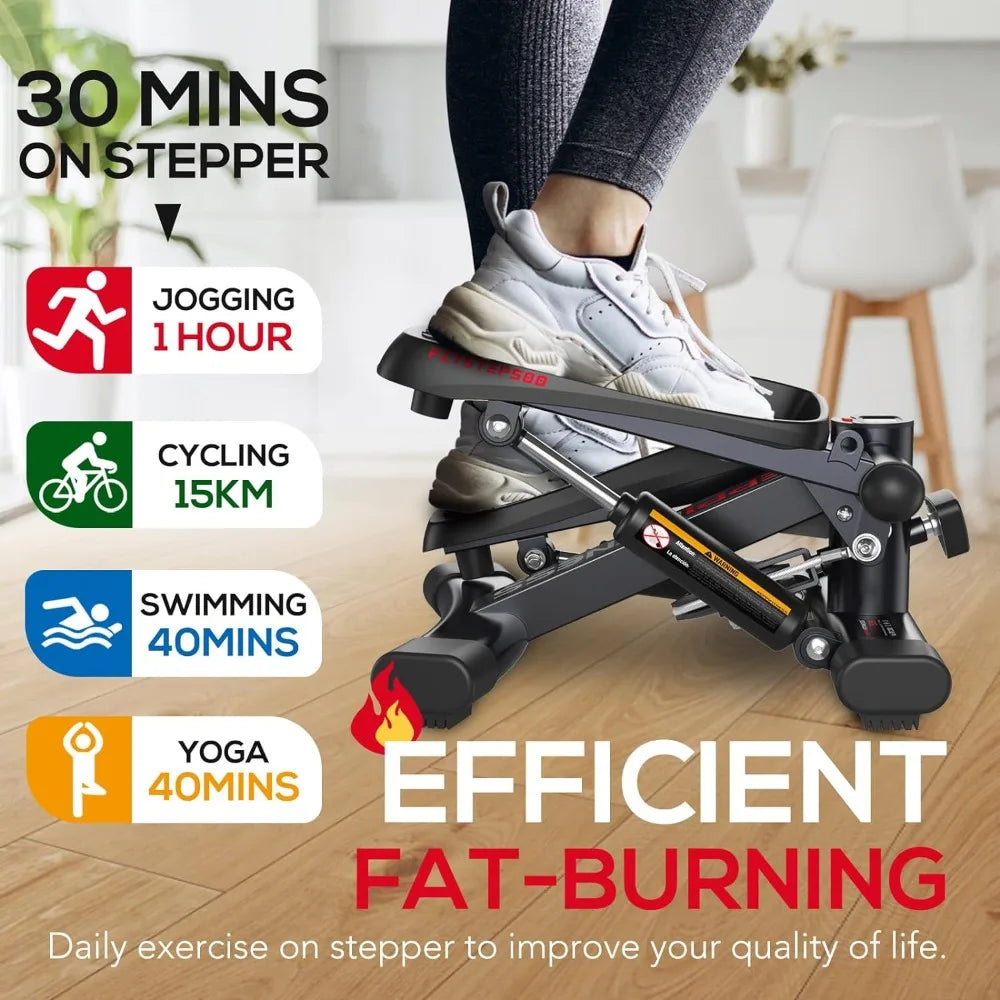 Mini Stepper with Resistance Bands for Cardio Fitness Full Body Workout