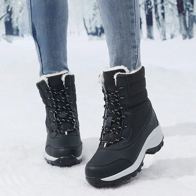 Non-slip Winter Fur Warm Waterproof Thigh High Boots for Women - Our Outdoor Escape