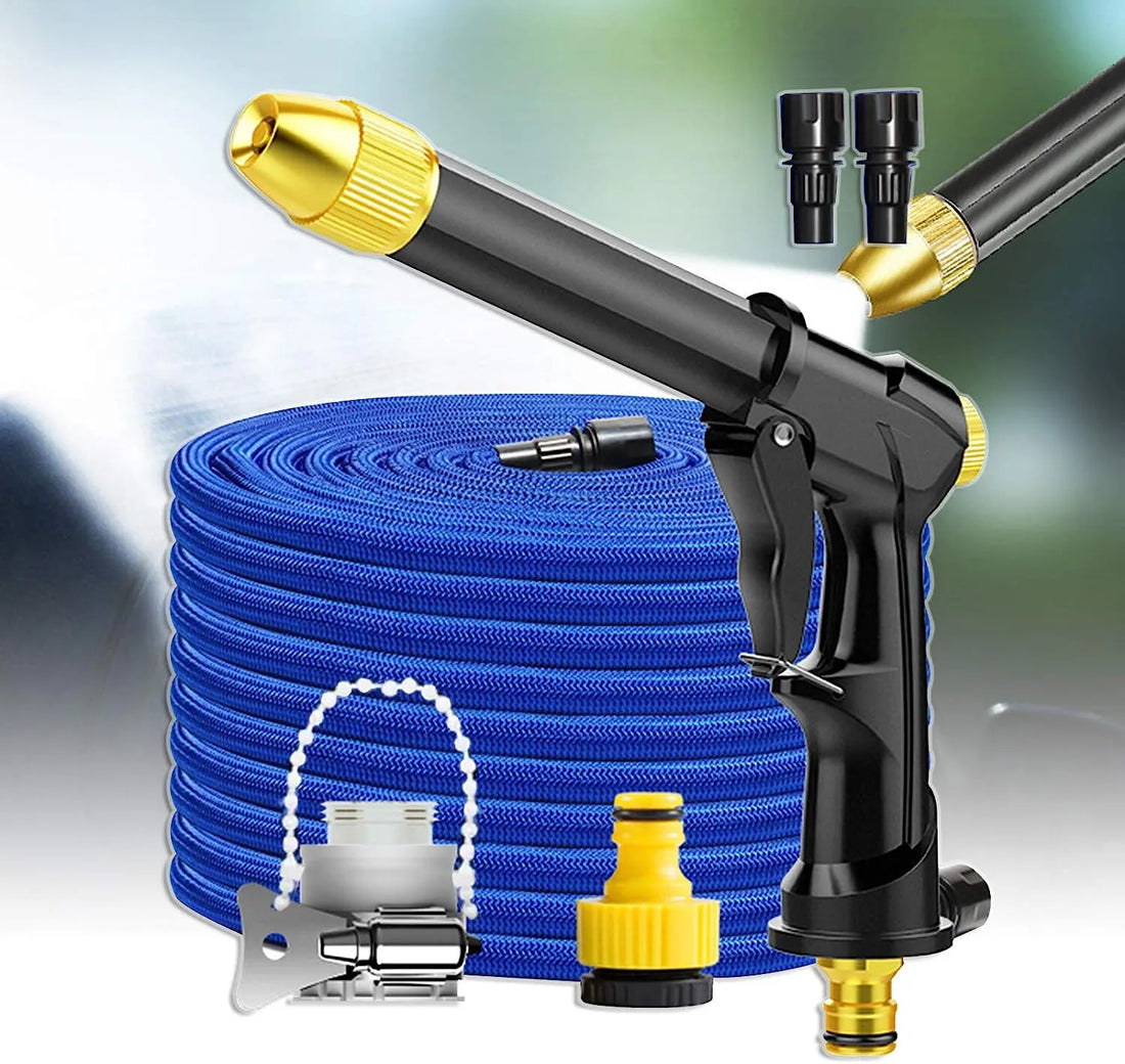 High Quality Flexible Expandable Garden Hose with High Pressure Car Wash Nozzle - Our Outdoor Escape